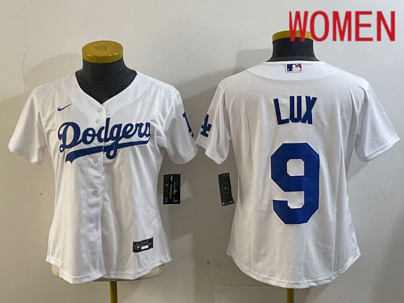 Women Los Angeles Dodgers #9 Lux White Game 2024 Nike MLB Jersey style 1->women mlb jersey->Women Jersey